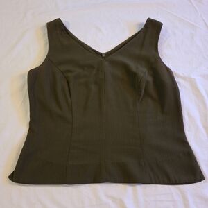 Sleeveless V-Neck Women’s Top in Olive Green